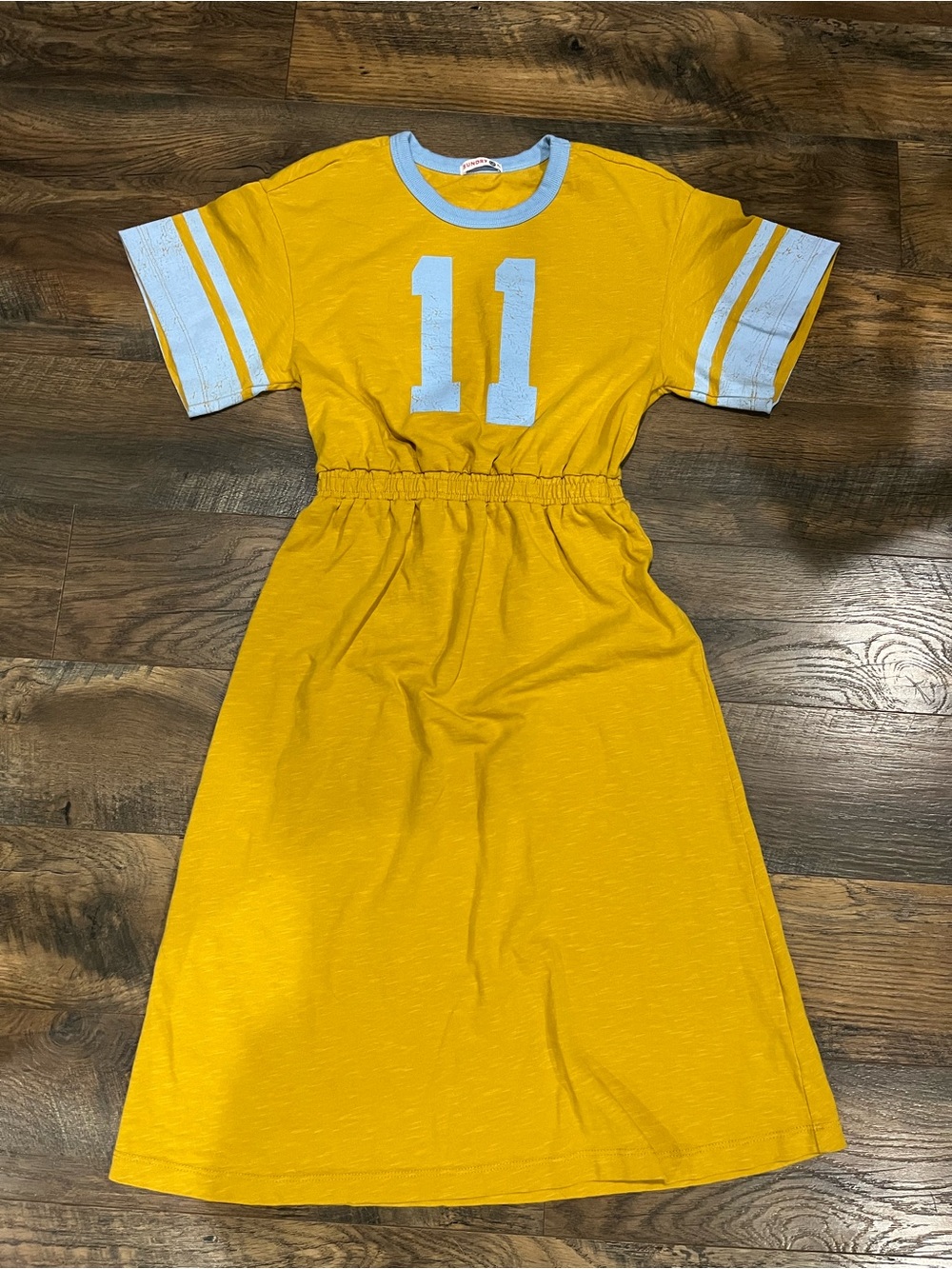 Sundry Yellow Athletic-Inspired Dress with Number 11